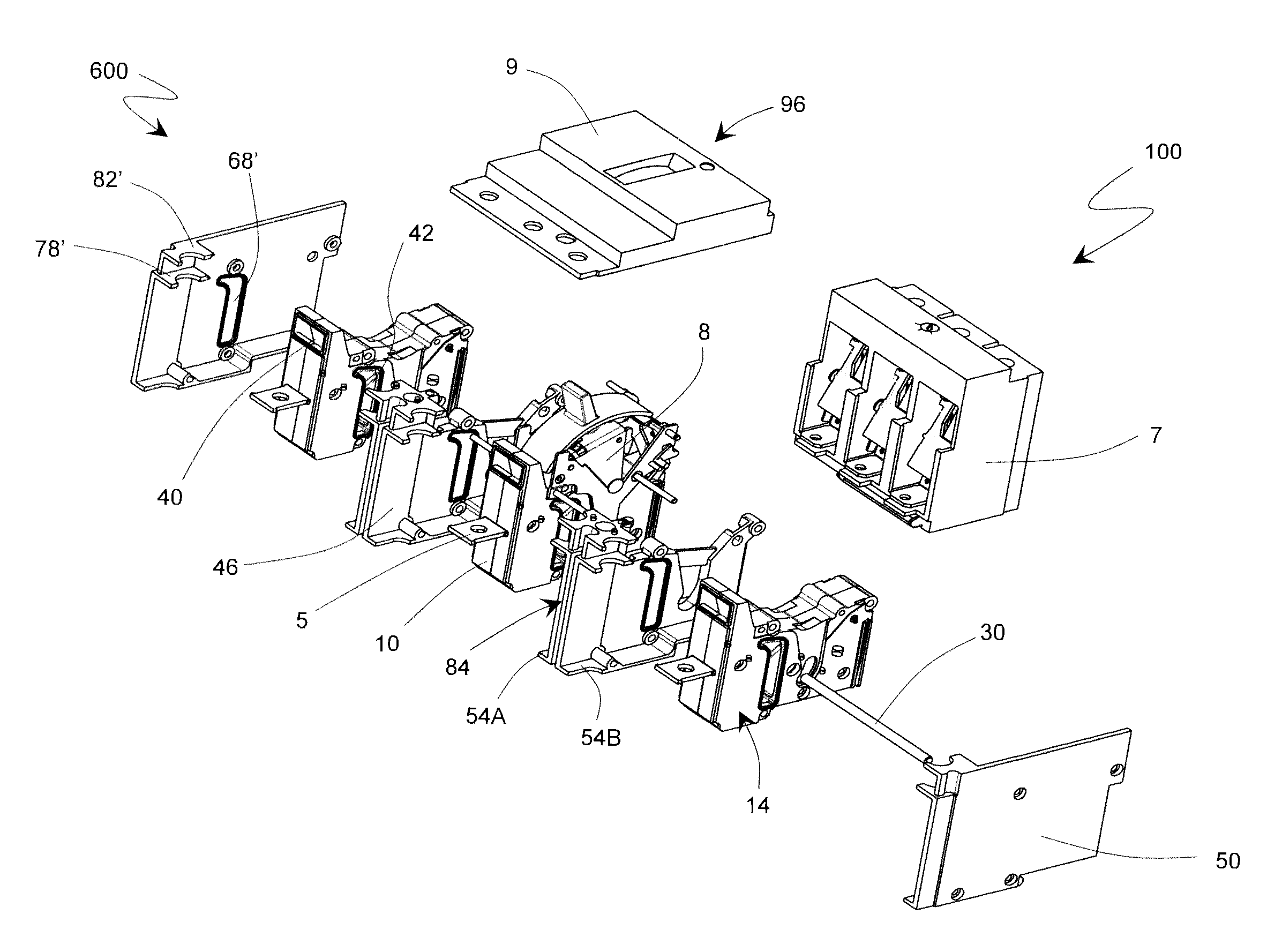 Functional Separating Spacer of the Cartridges in a Multipole Switchgear Device and Circuit Breaker