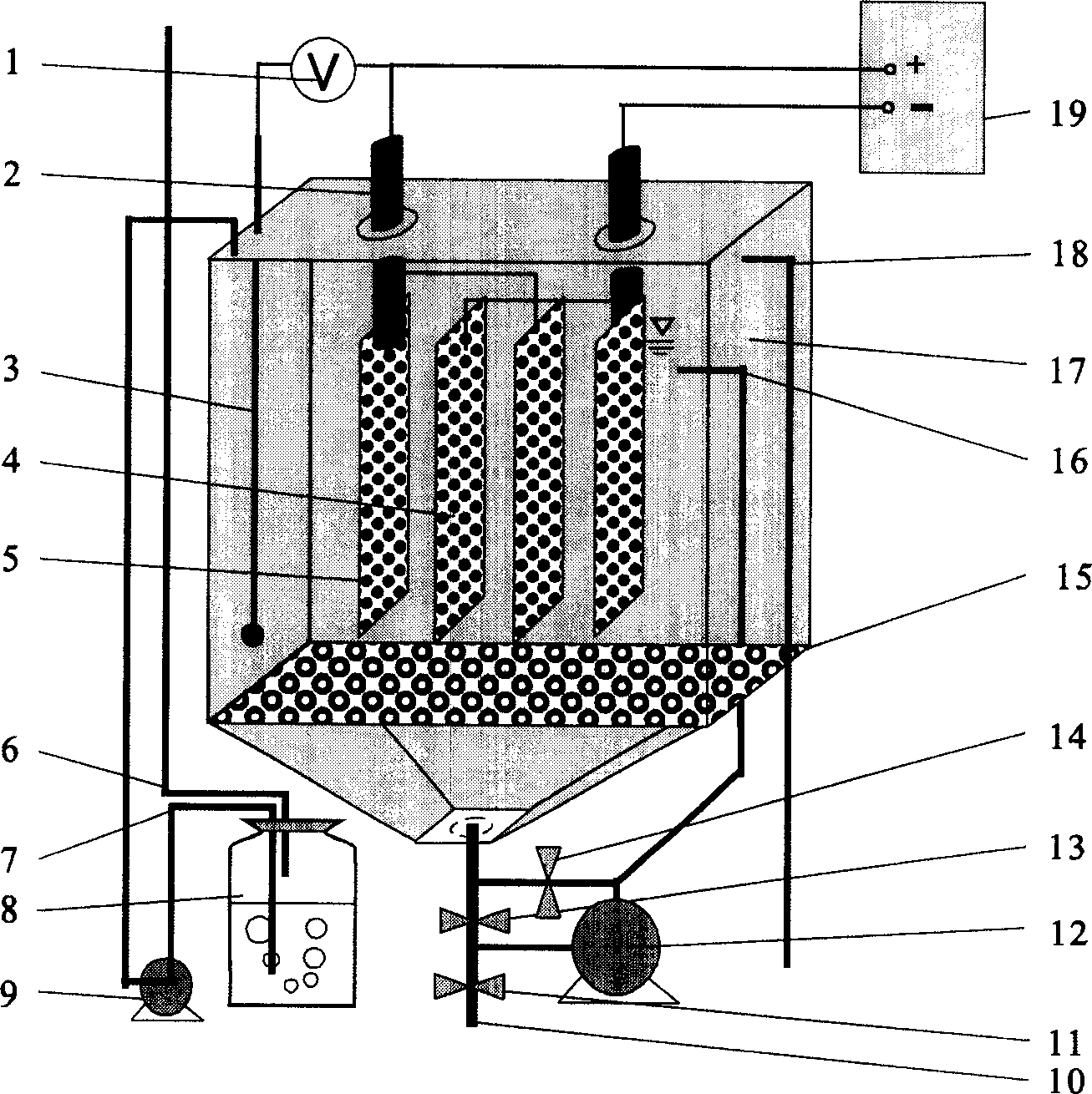 Electrochemical preparation reactor for water treatment medicament with flocculation and disinfection effect