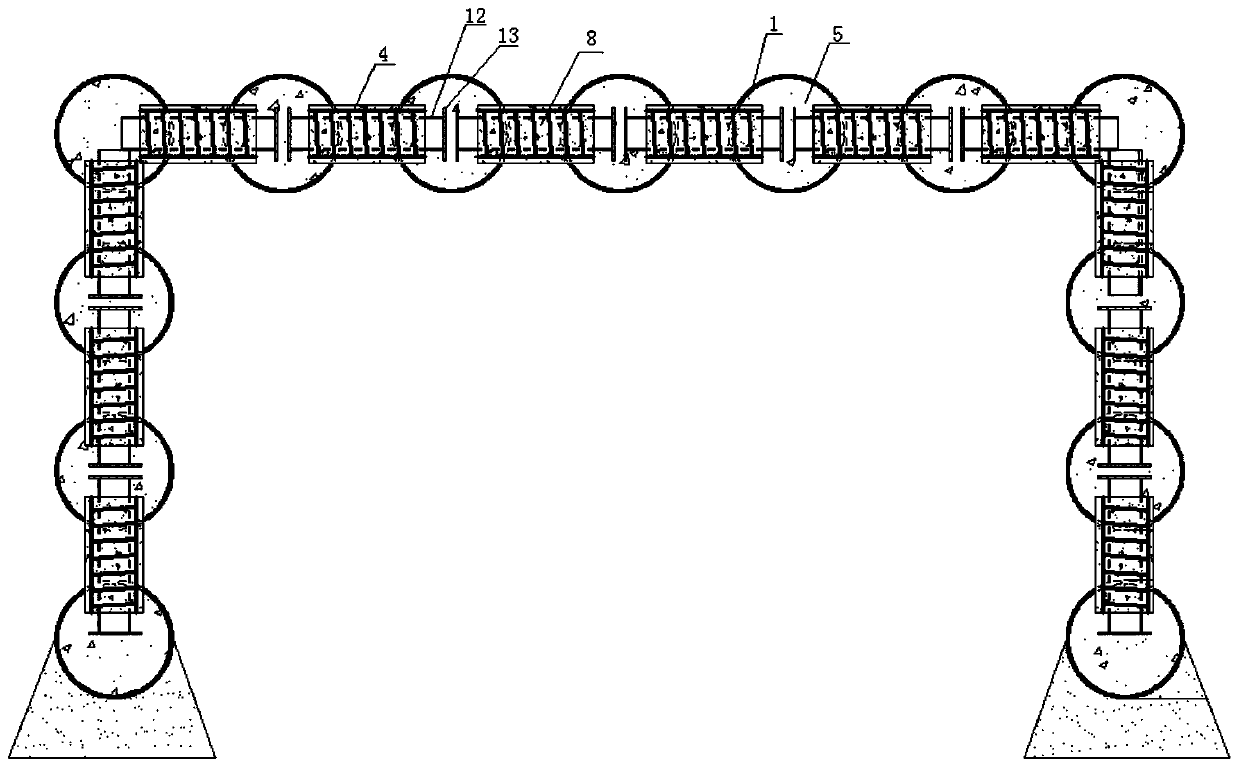 Semi-assembled pipe curtain structure based on steel reinforced concrete connection and construction process