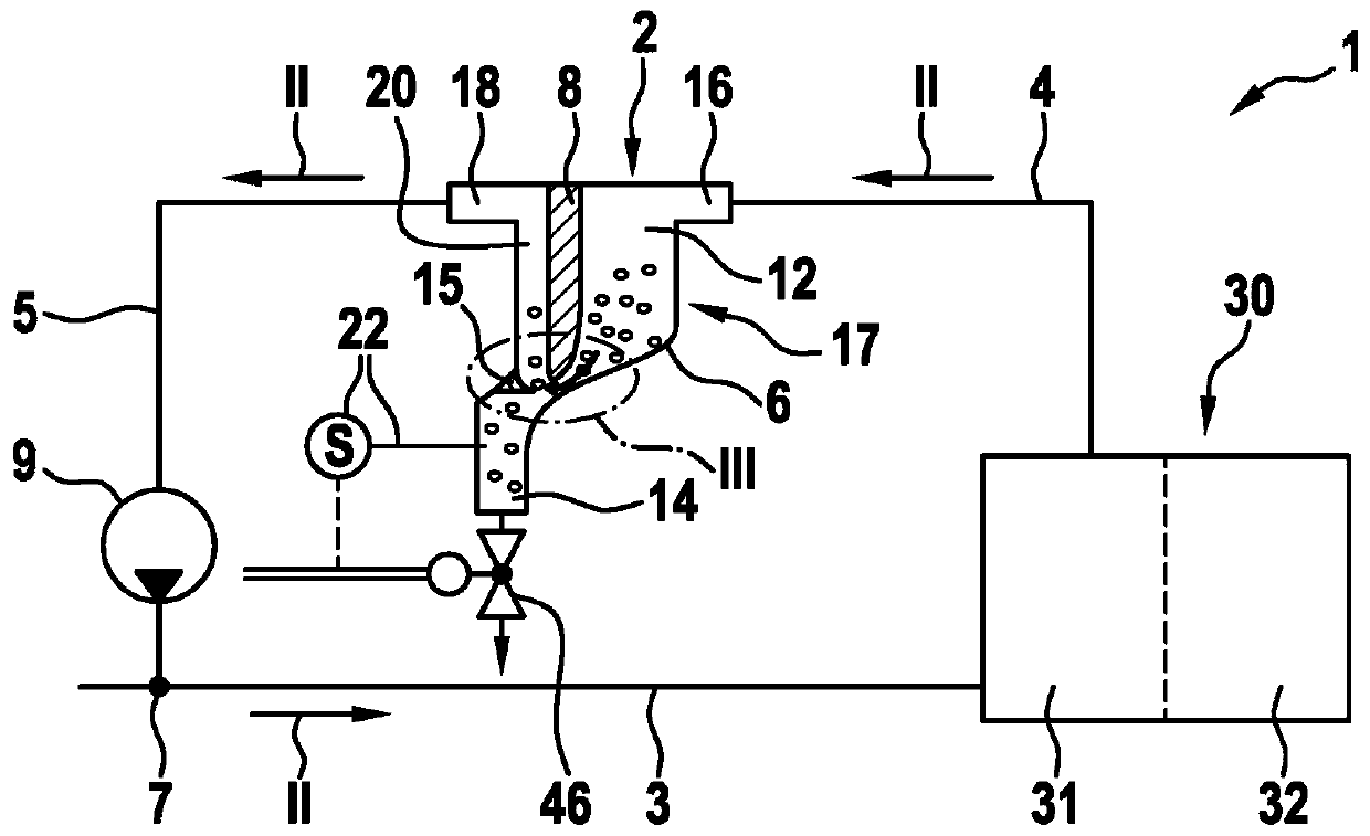 Gas-liquid separator for separating at least one liquid component from gaseous component