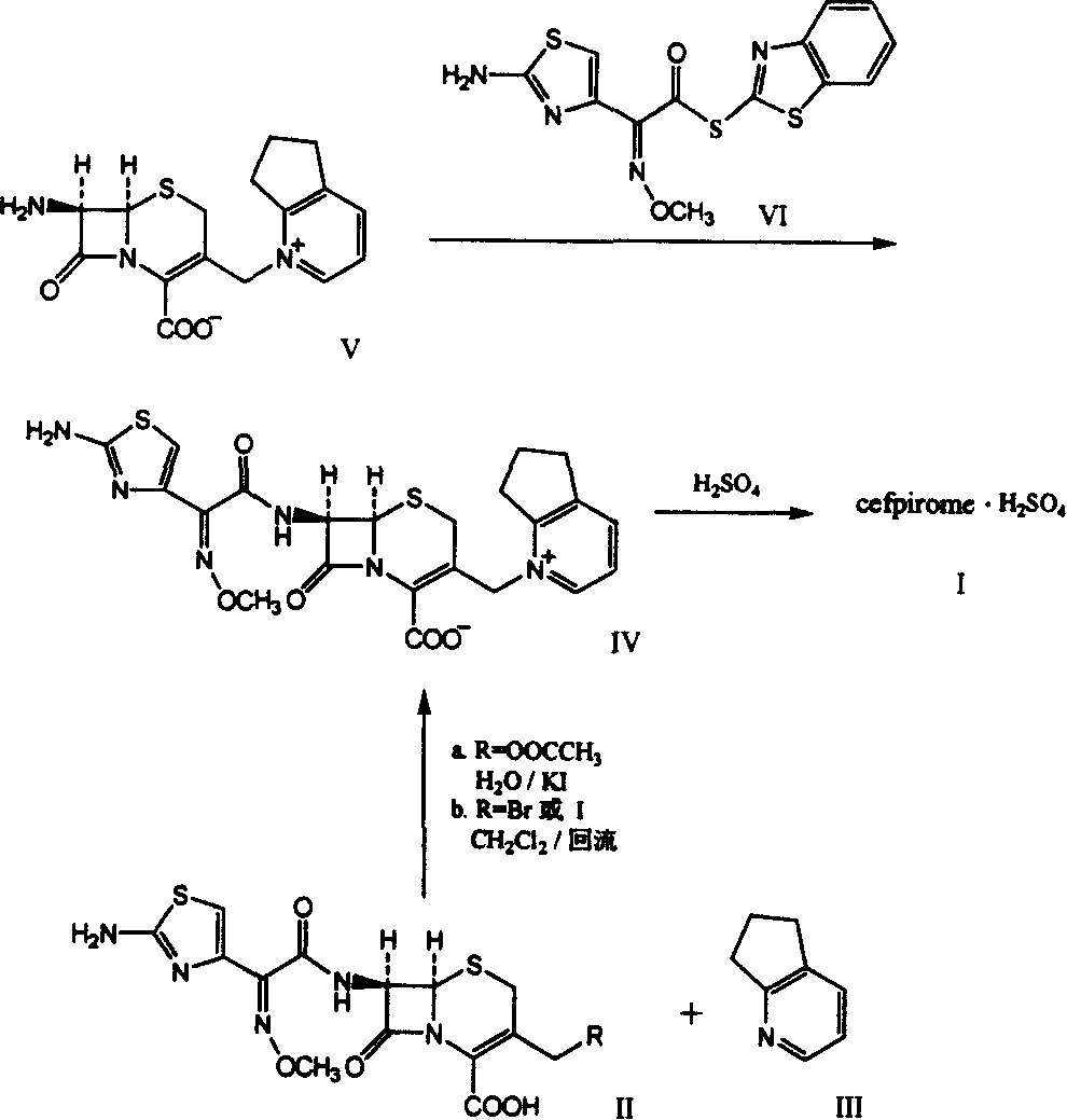 Method for synthesizing cefpirome sulfate