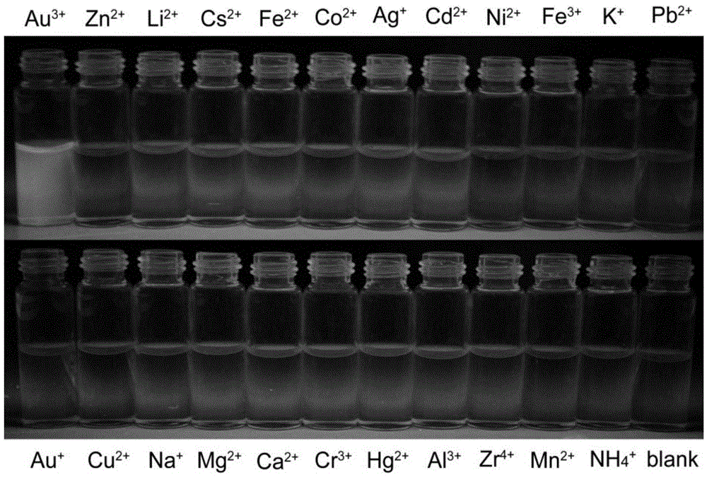 Gold ion probe and its preparation method and application