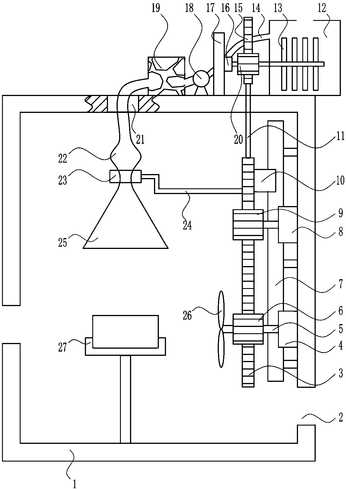 A high-voltage harmonic filter dust removal and heat dissipation device