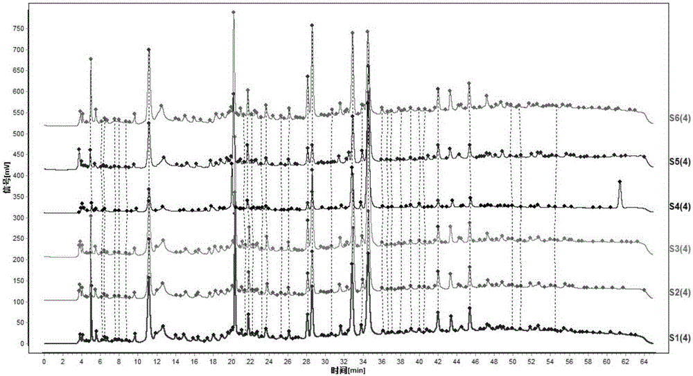 Construction method and applications of Shanxi mature vinegar liquid-phase fingerprint