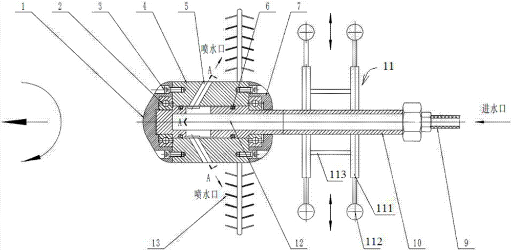 Pressure-driven impulse type pipeline washing brush