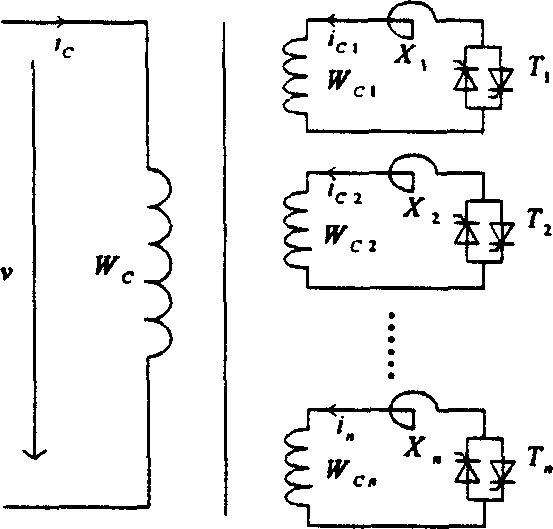 Transformer type adjustable reactor and static reactive compensator compose of it