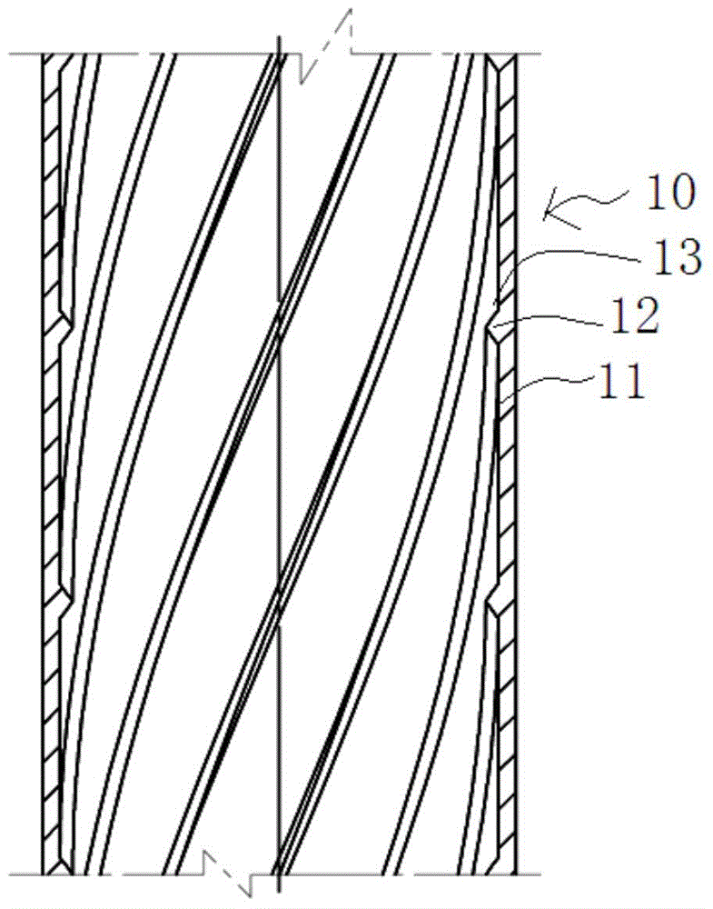 Building drainage plastic stack with spiral ribs