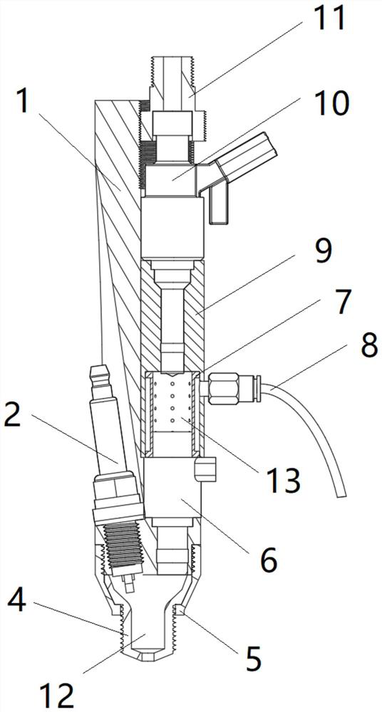 Air-assisted jet flow flame ignition device and ignition method thereof