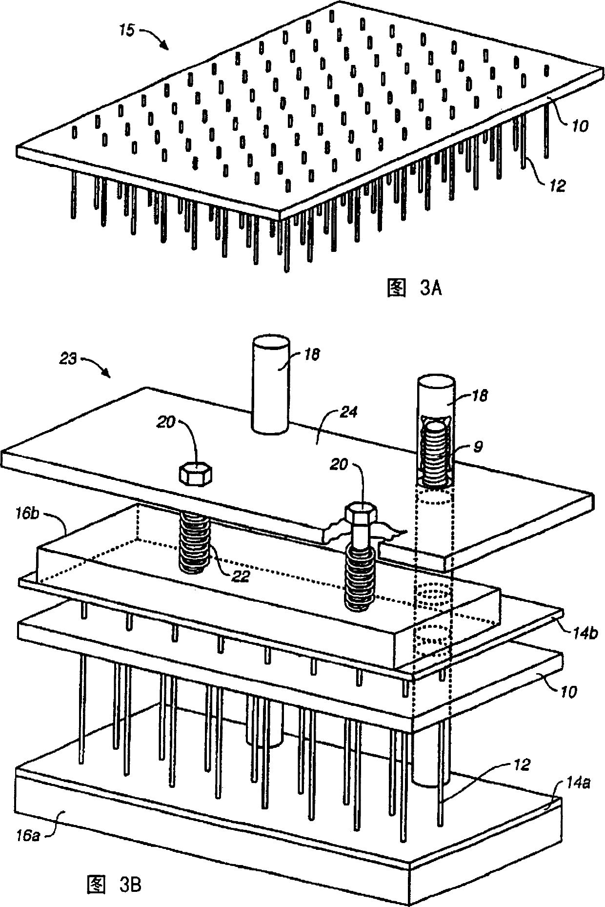 Method and device for performing submicroliter reactions with nucleic acids or proteins