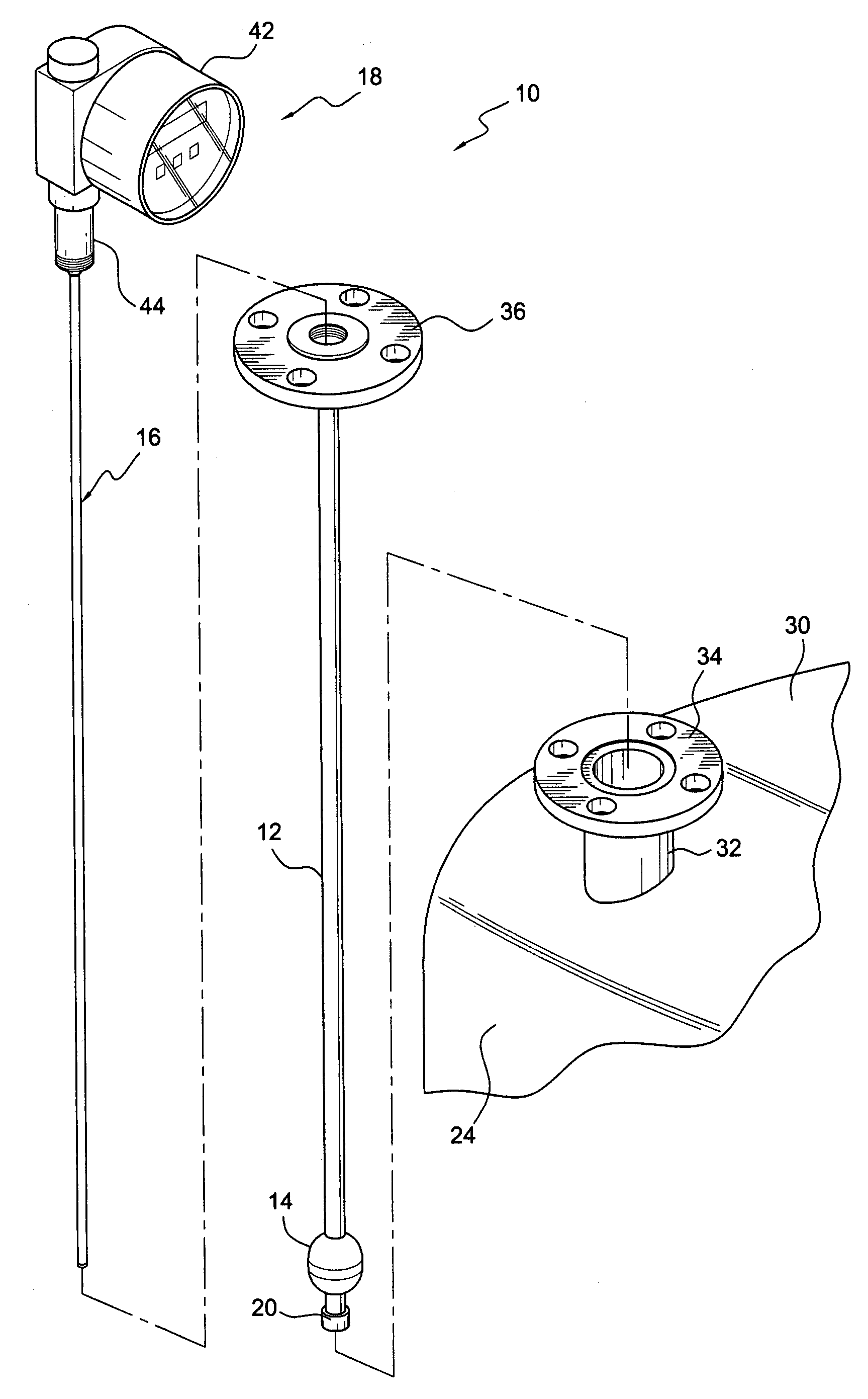 Electronic level gage assembly