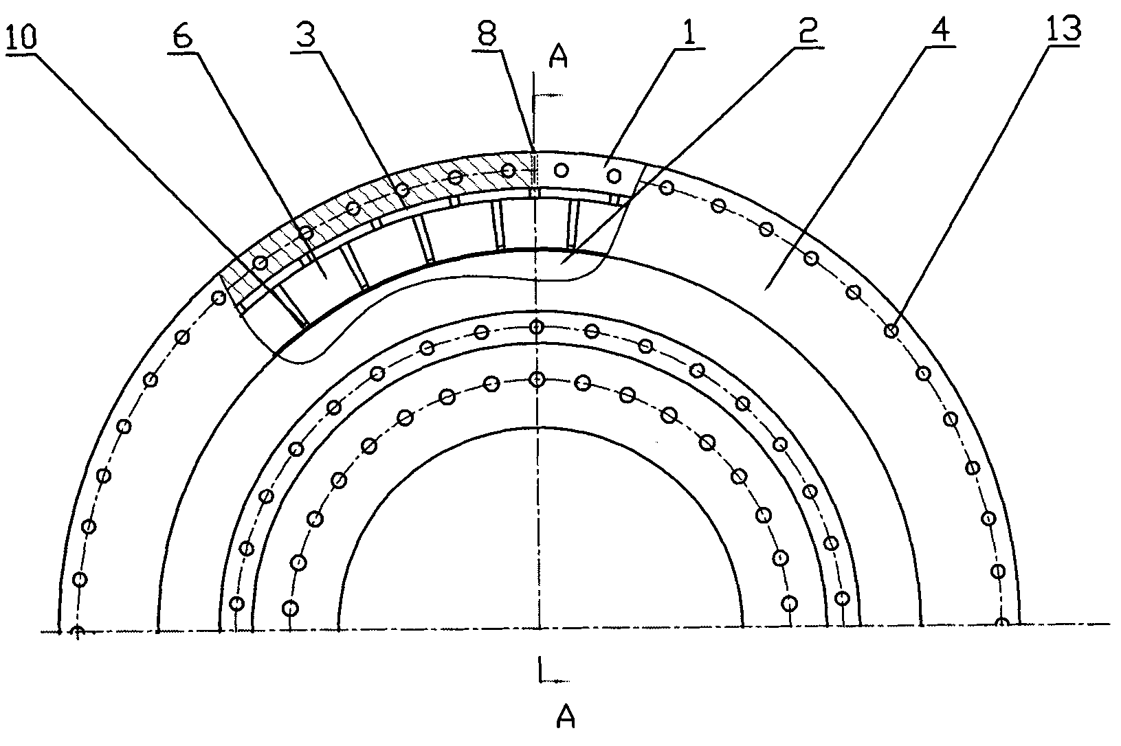 Three-directional composite self-lubricating sliding bearing for main shaft of wind turbine set