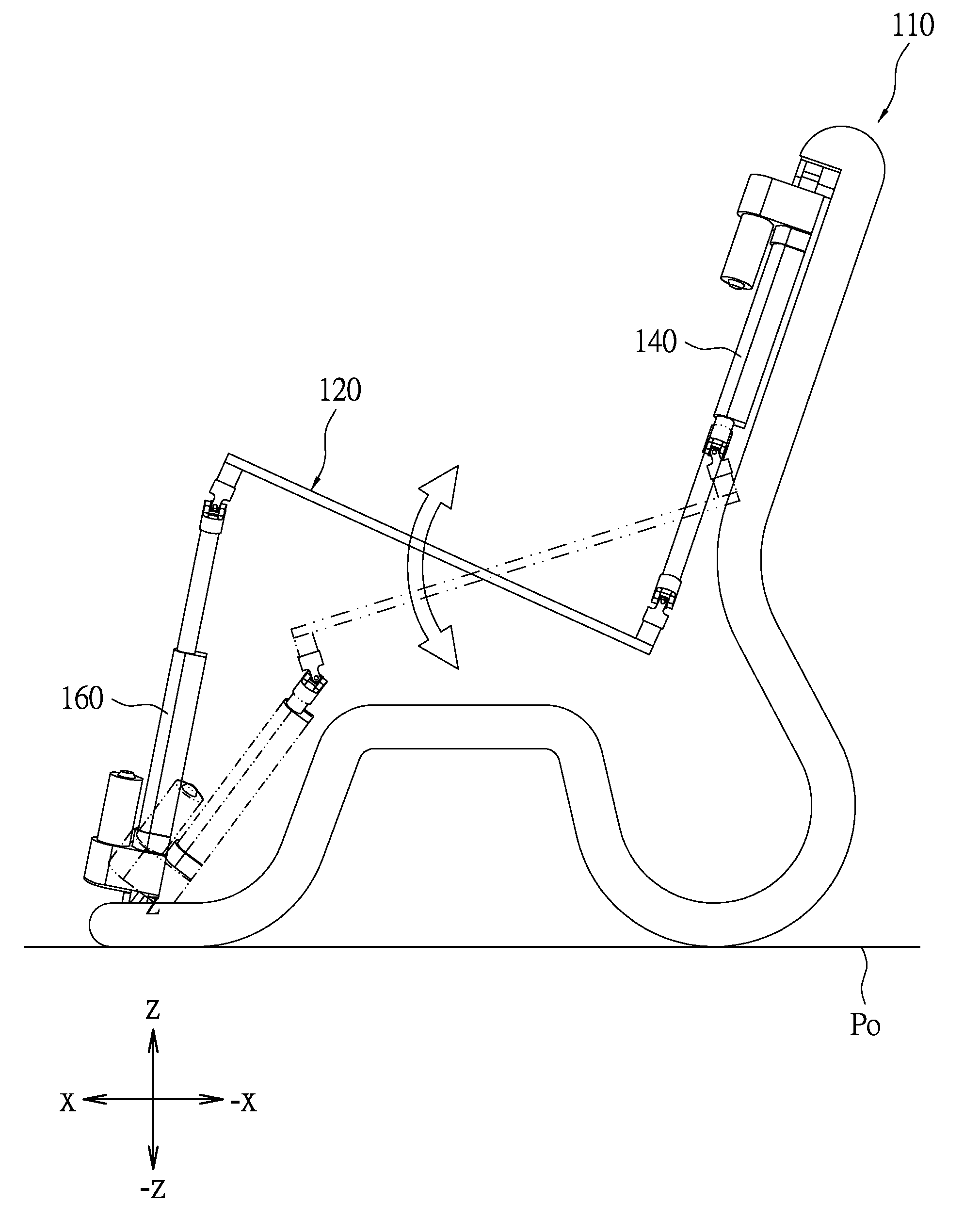 Movement device having a stewart platform