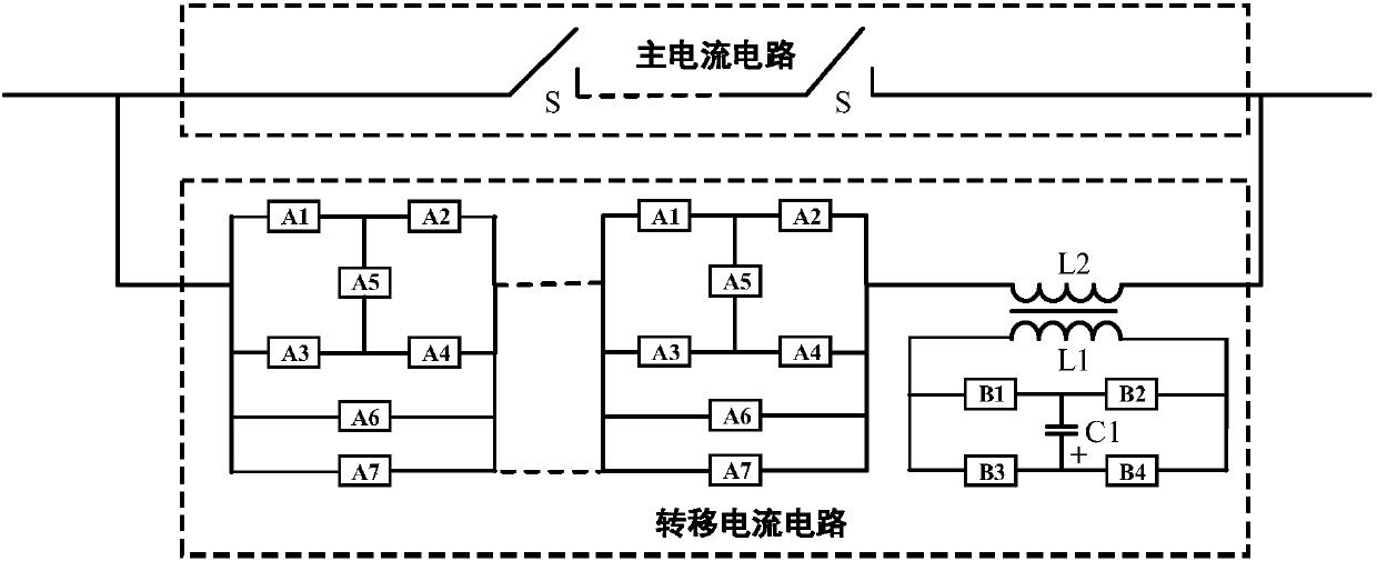 Direct current breaker for disconnecting fault current, control system and control method