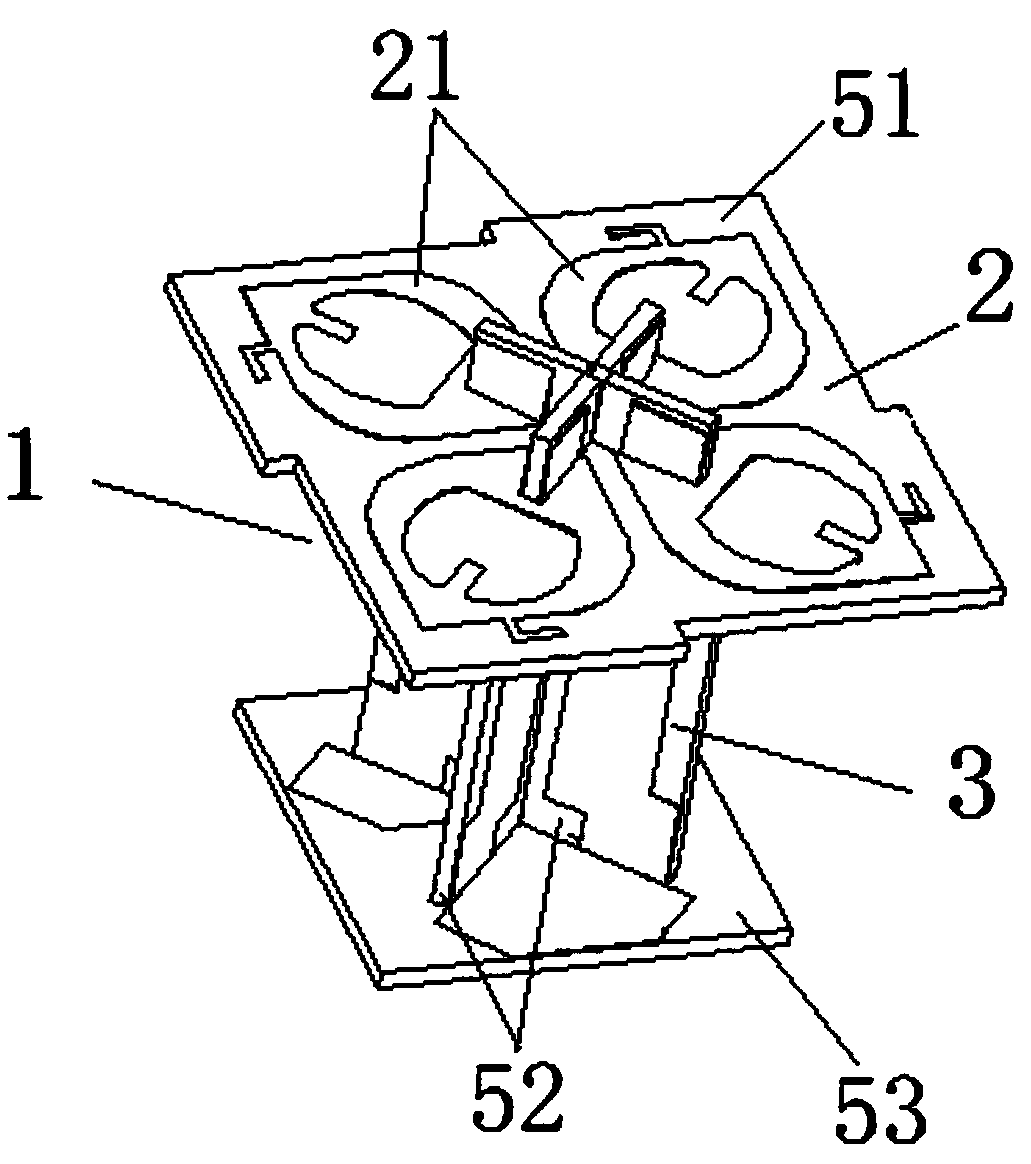 A dual-polarization radiating element and an array antenna provided with the dual-polarization radiating element