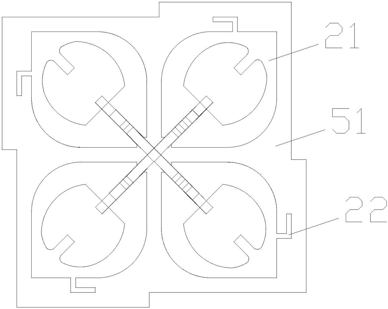 A dual-polarization radiating element and an array antenna provided with the dual-polarization radiating element