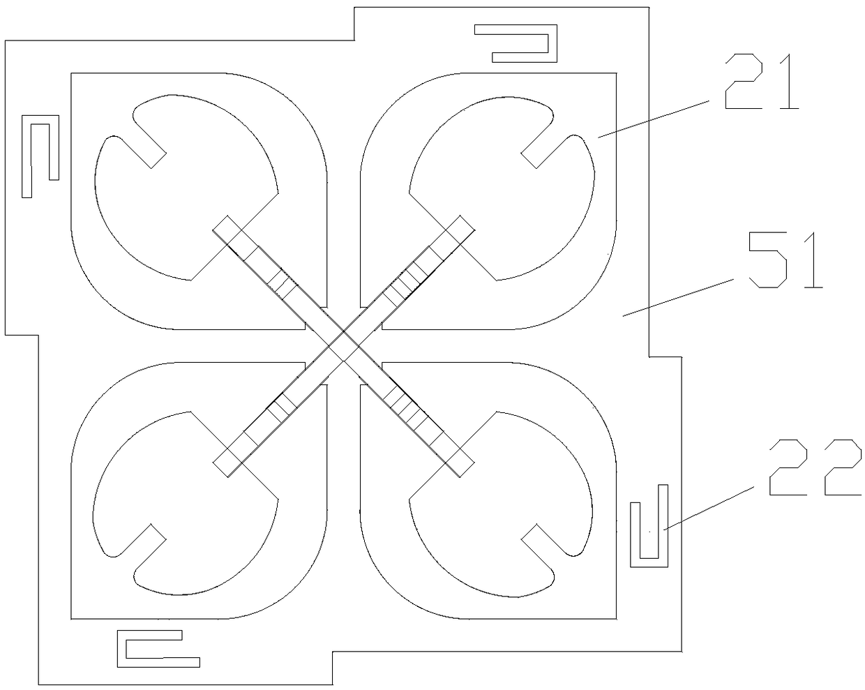 A dual-polarization radiating element and an array antenna provided with the dual-polarization radiating element