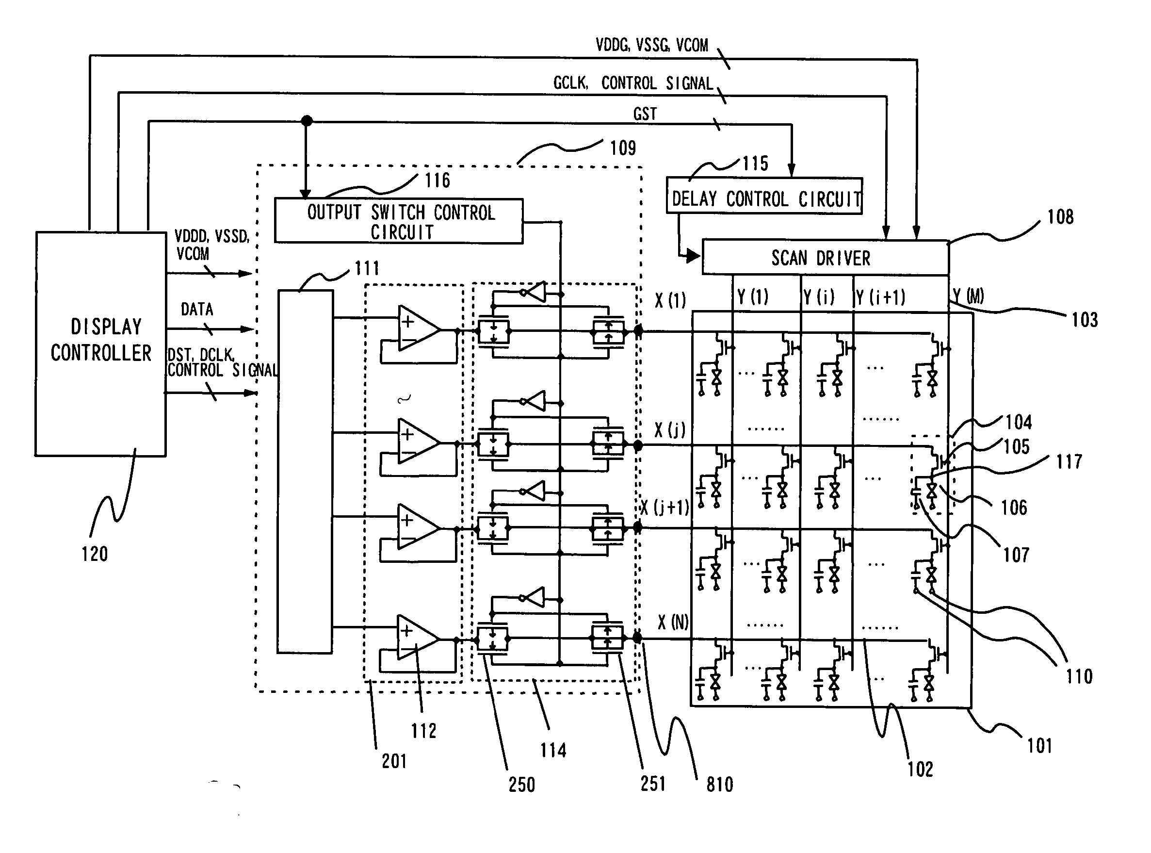 Active matrix type display device and driving method thereof