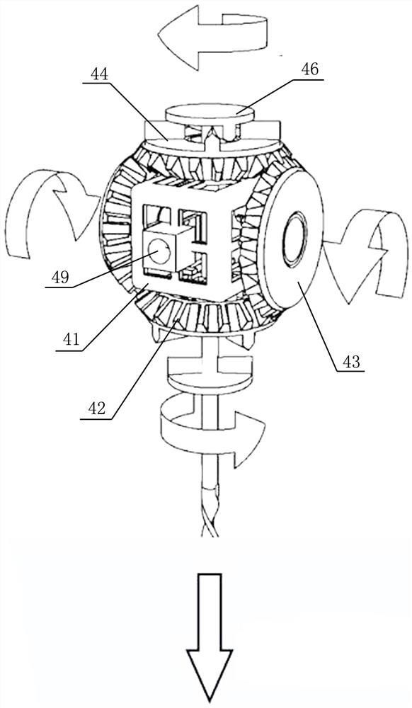 Telescopic rod type homodromous rotation output mechanism and lighting device