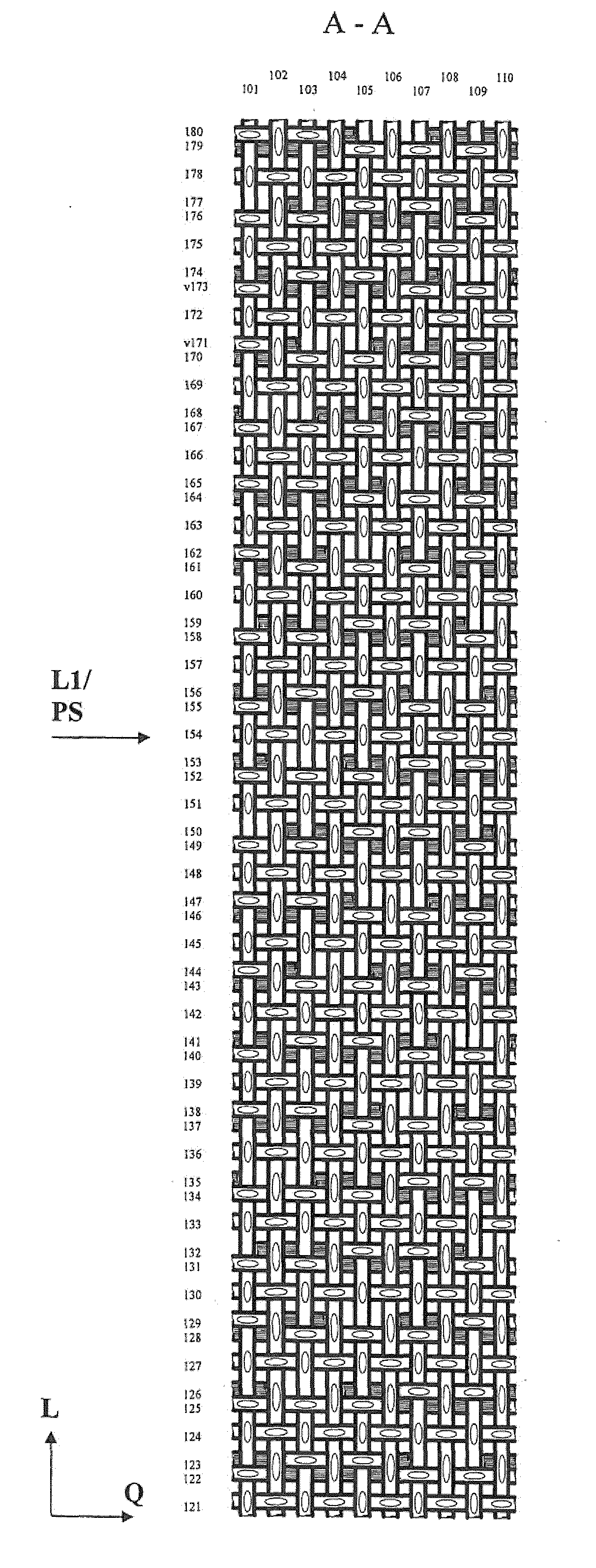 Papermaking machine wire, the running side of which has cross threads with different lengths