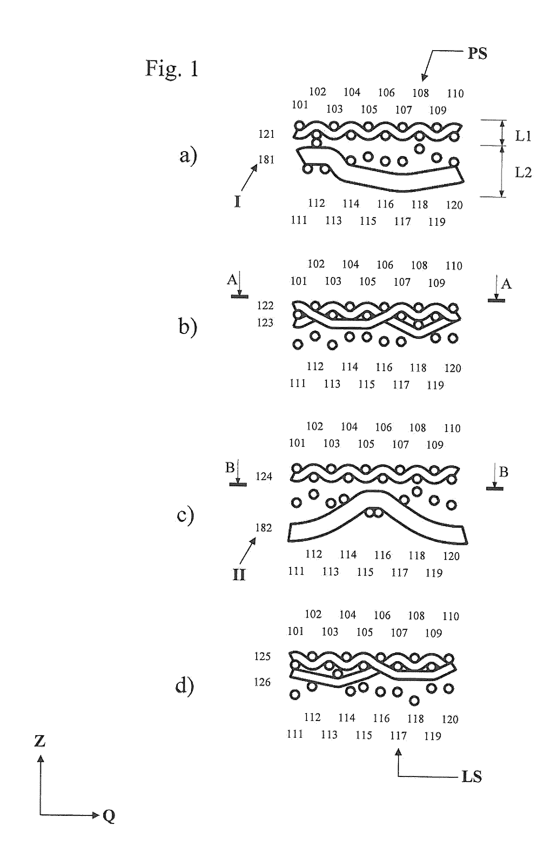 Papermaking machine wire, the running side of which has cross threads with different lengths