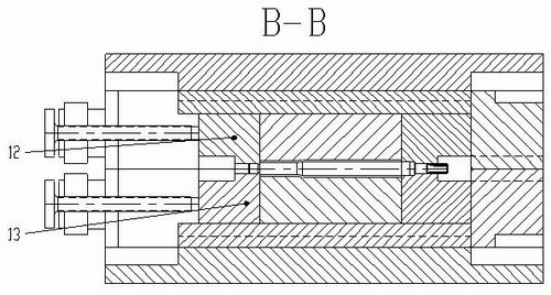 Compression mould with trapezoidal longitudinal guide lock structure