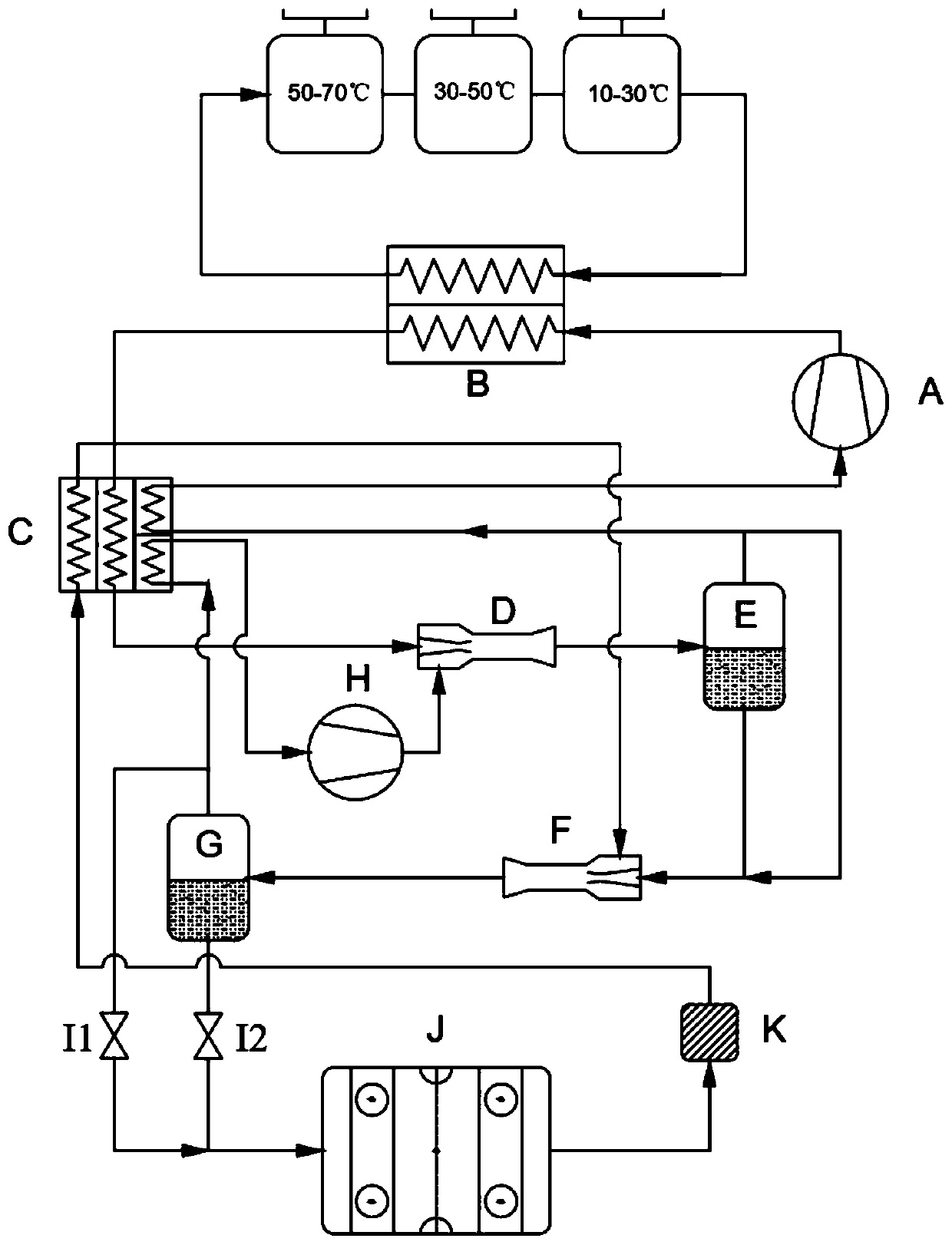 Dual ejector refrigeration cycle system with inter heat exchanger and method of refrigeration cycle system