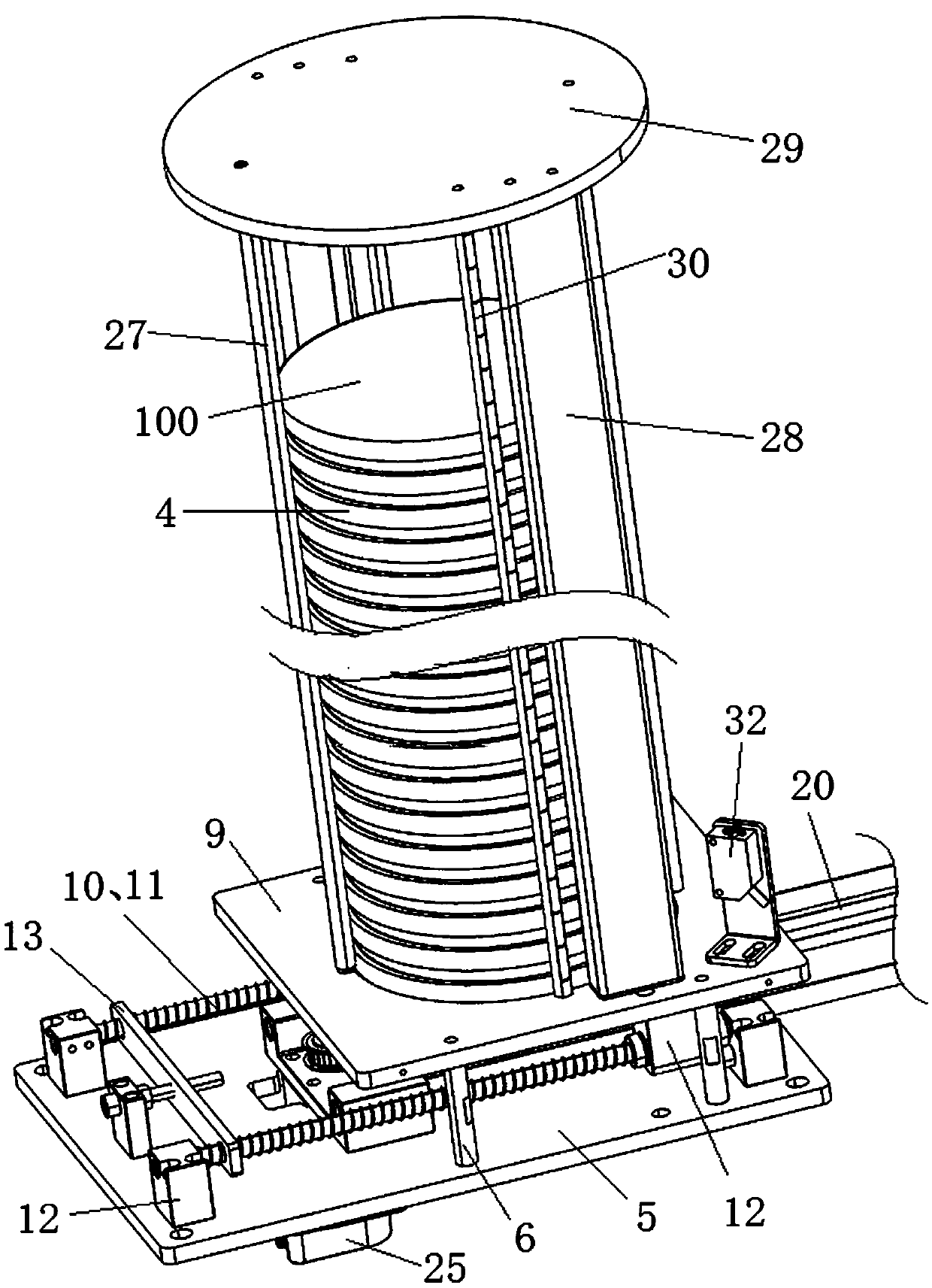 Automatic petri dish storage and transfer device and method for microbial detection automation pretreatment