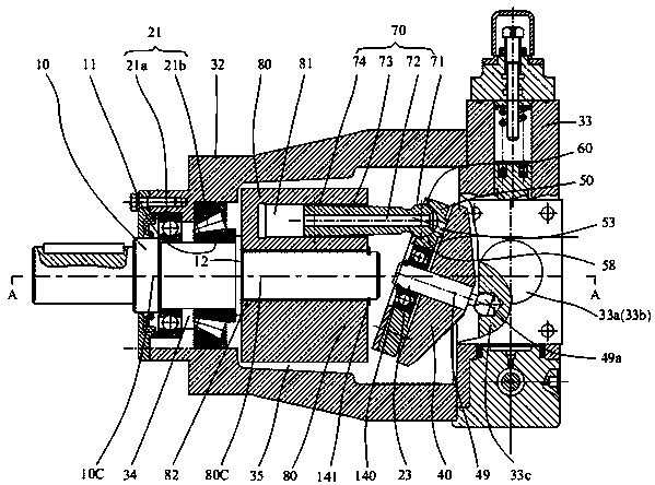 Sliding plate supported type non-through shaft plunger pump or motor