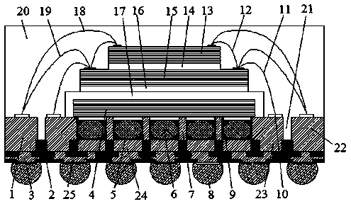 Area array quad flat no lead package (AAQFN) package body package in package (PiP) piece with solder balls and production method