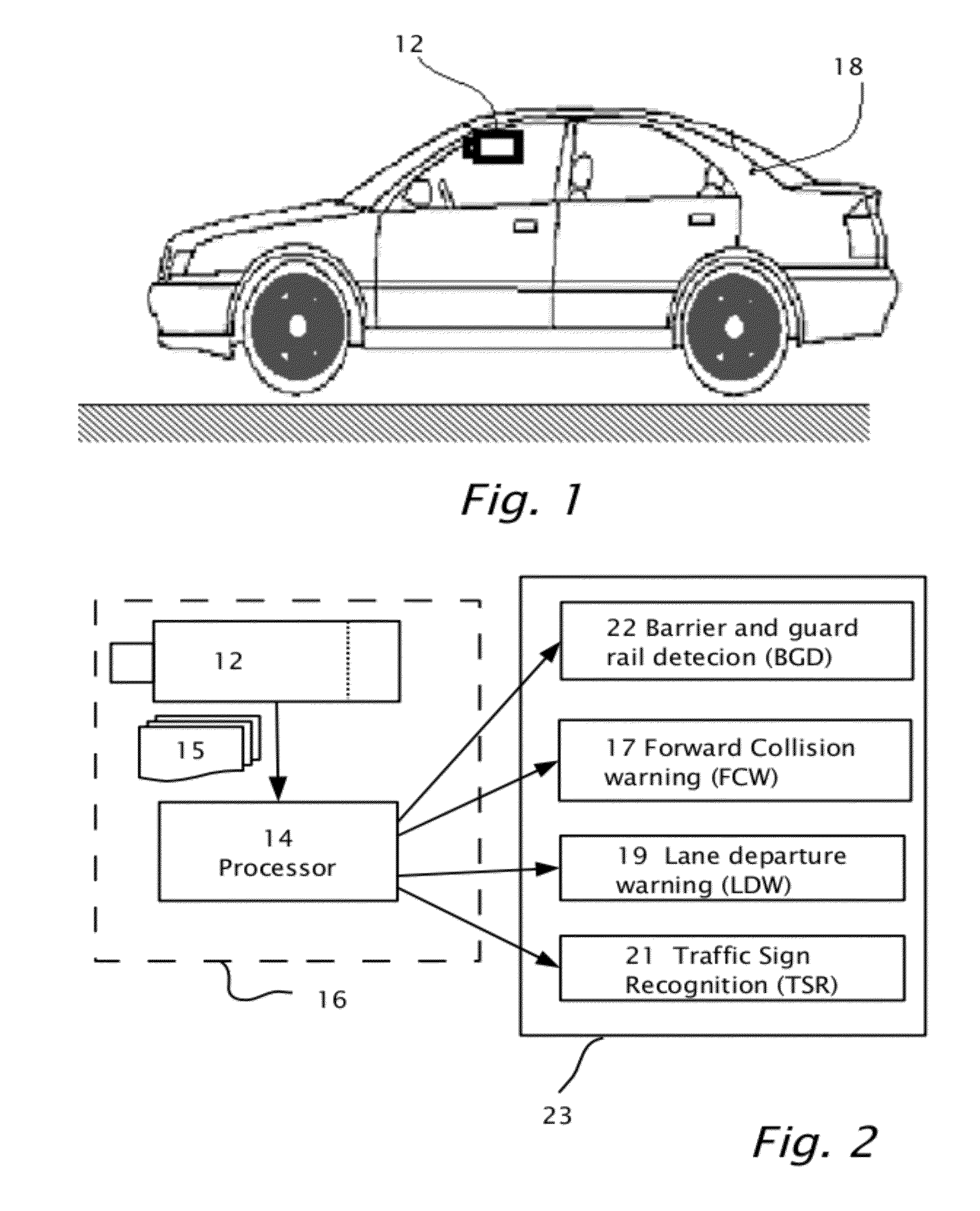 Barrier and guardrail detection using a single camera