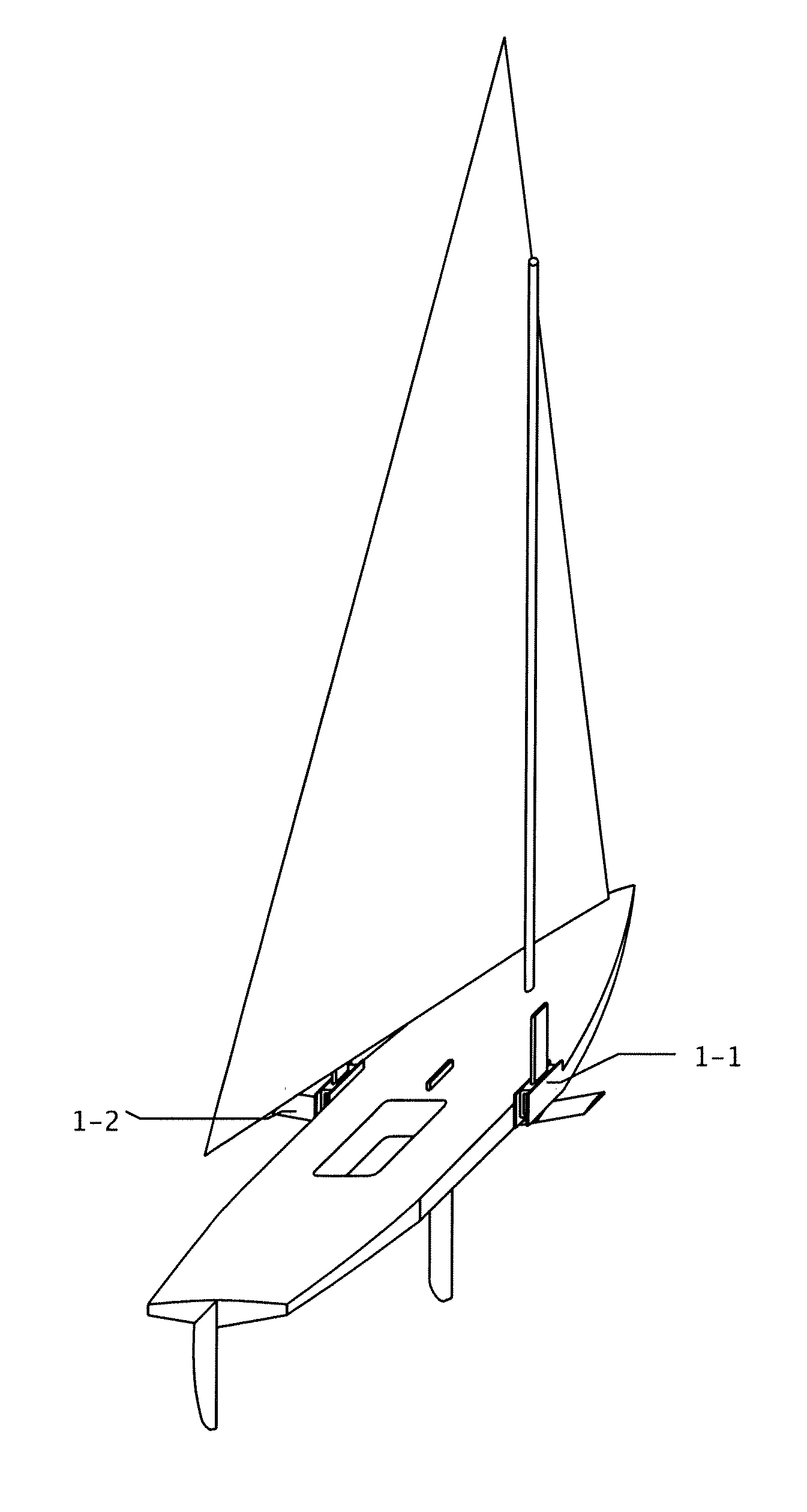 High-performance planing monohull sailboat with heeling control