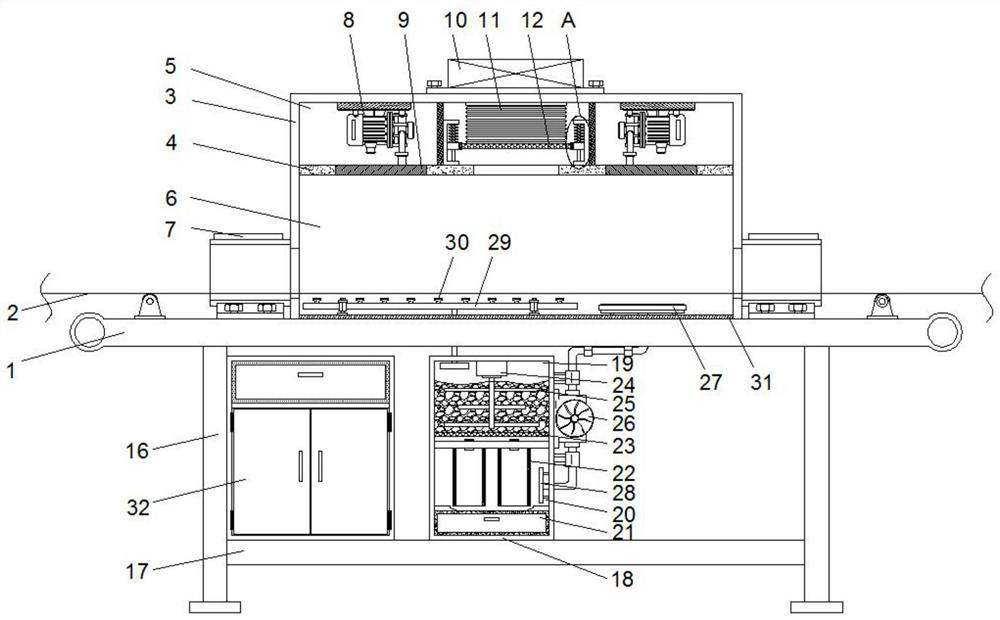 A microwave hot air drying device for corrugated base paper for carton production