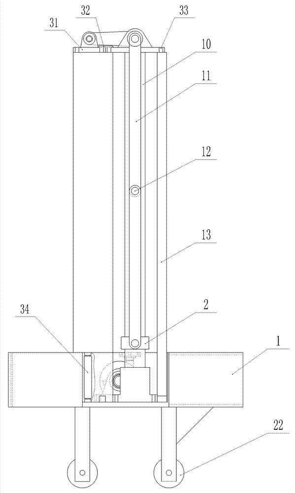 Mulberry twig stirring positioning device of rocking bar type driving automatic mulberry leaf picking machine