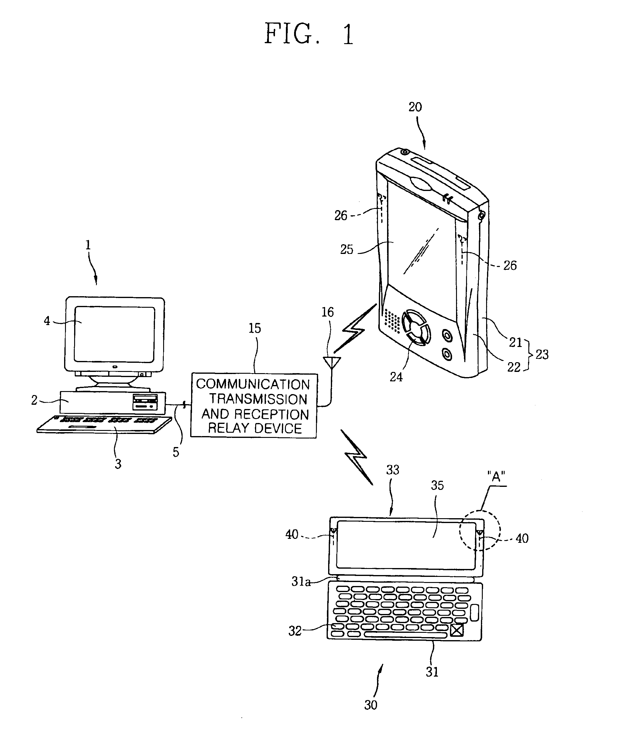 Internal display-mounted antenna for mobile electronic equipment and mobile electronic equipment incorporating same