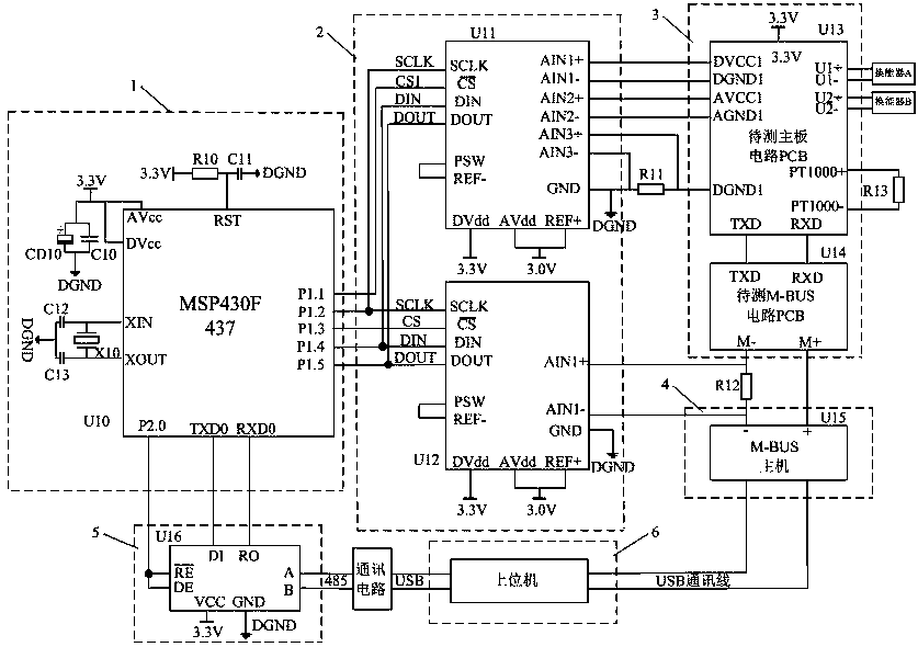 On-line detection method and device for ultrasonic water meter pcb circuit