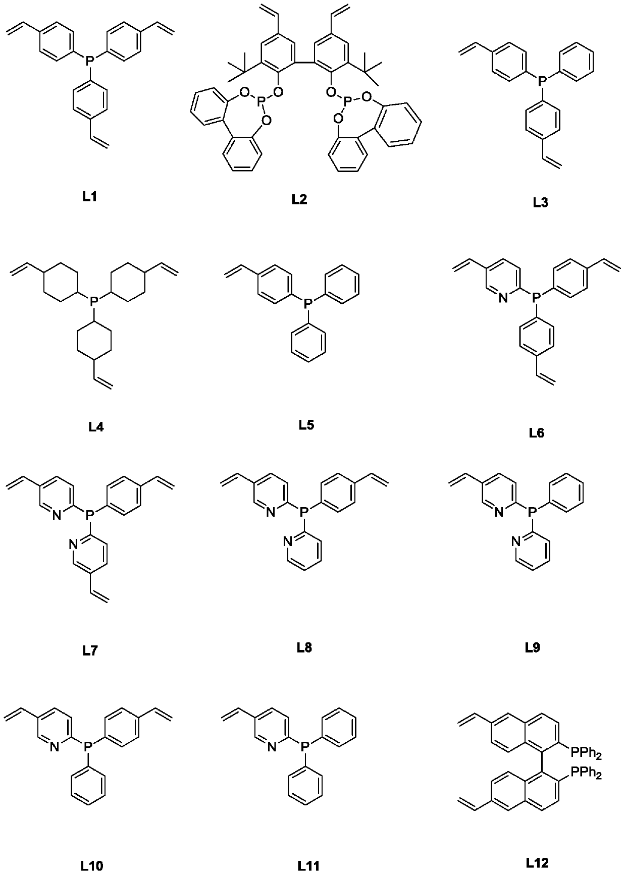 Organic porous copolymer heterogeneous catalyst containing quaternary phosphonium salt-phosphorus ligand and its preparation and application