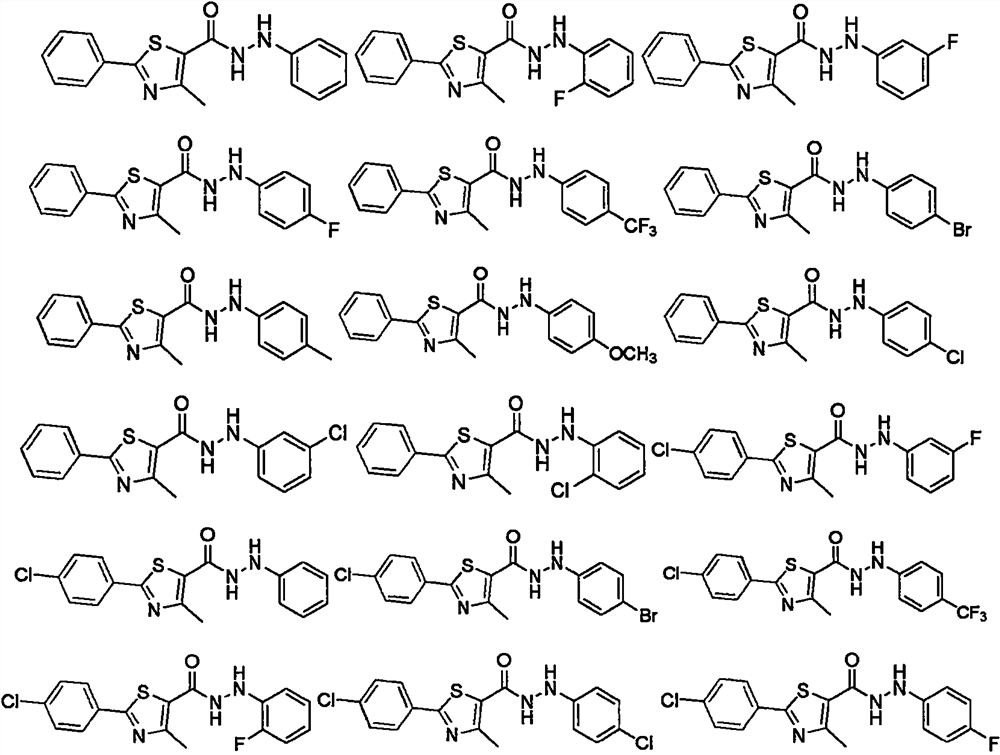 Thiazole hydrazide compound as well as preparation method and application thereof