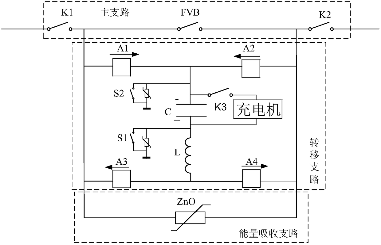 Mechanical DC circuit breaker and charging circuit thereof