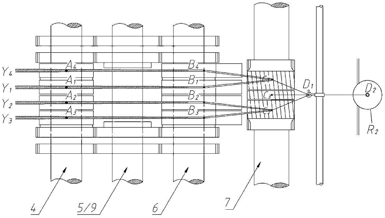 Five-channel hollow-spindle fancy yarn forming device and method