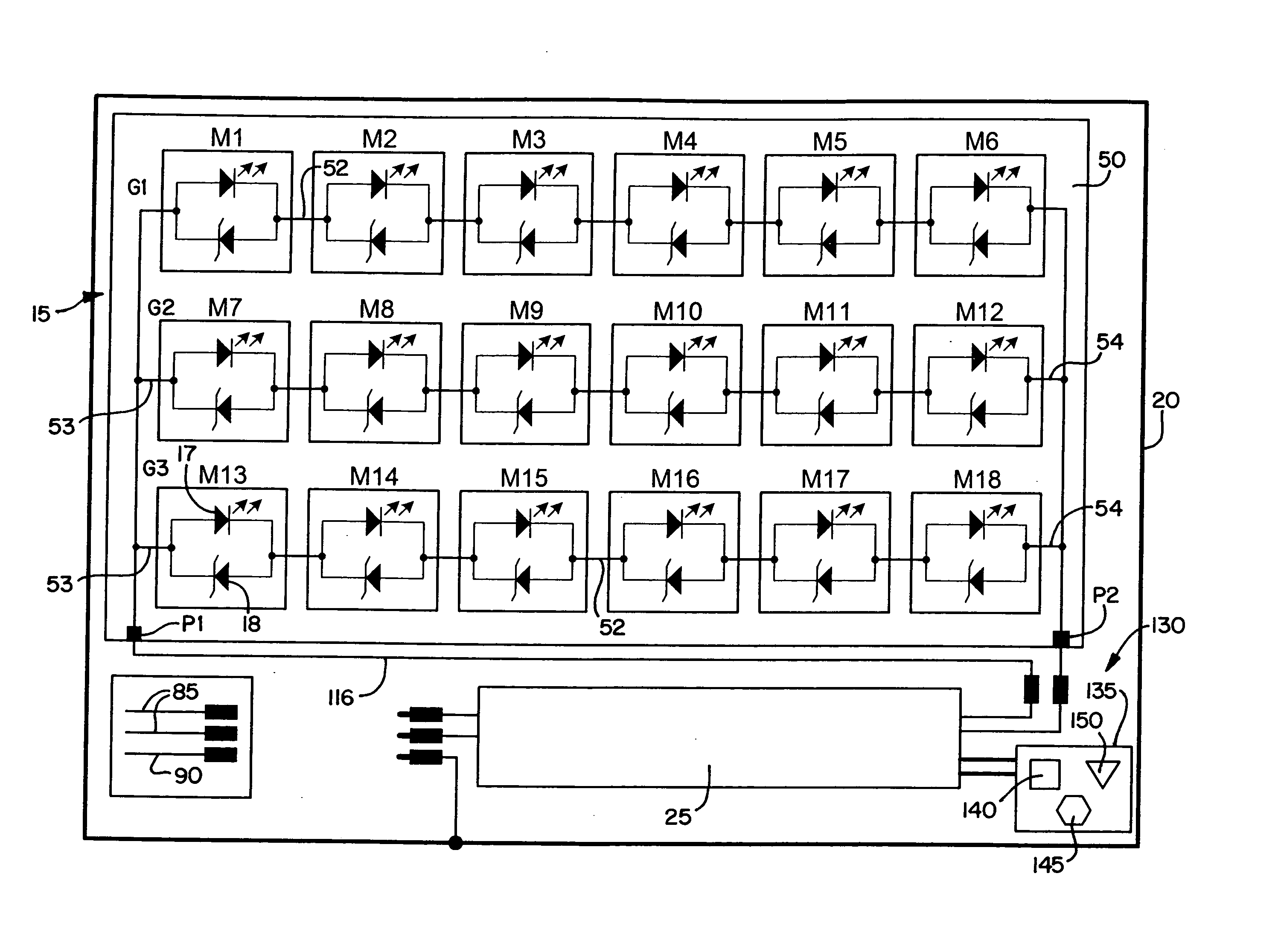 LED light fixture with internal power supply