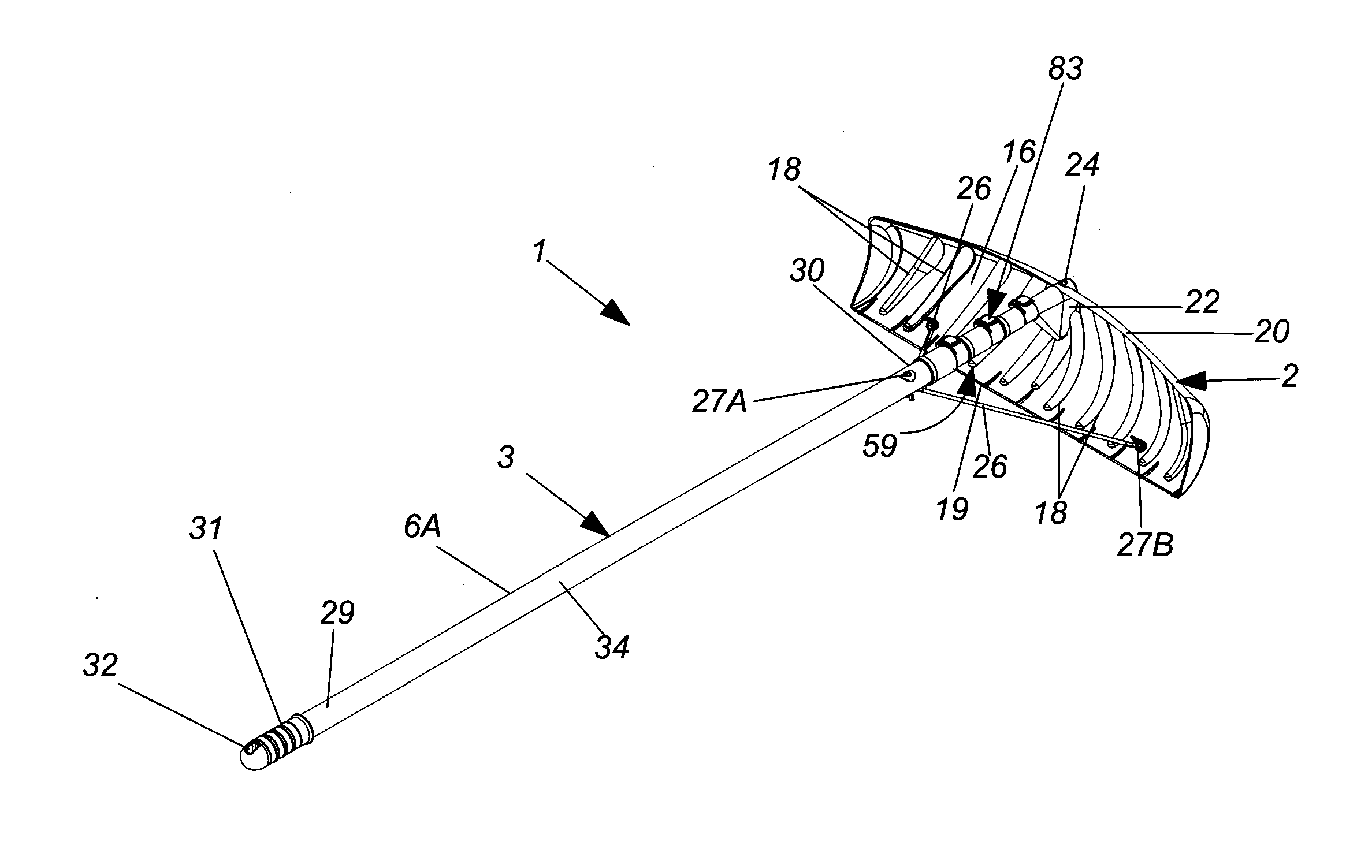 Snow rake with telescoping pole