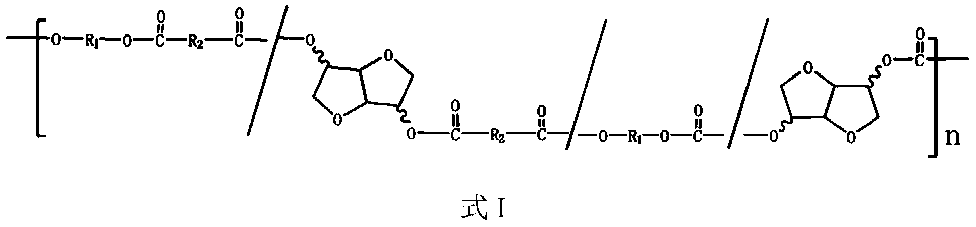 Random copolymer of polycarbonate and aromatic polyester based on 1,4;3,6-diglycidyl hexanehexol and preparation method and application thereof