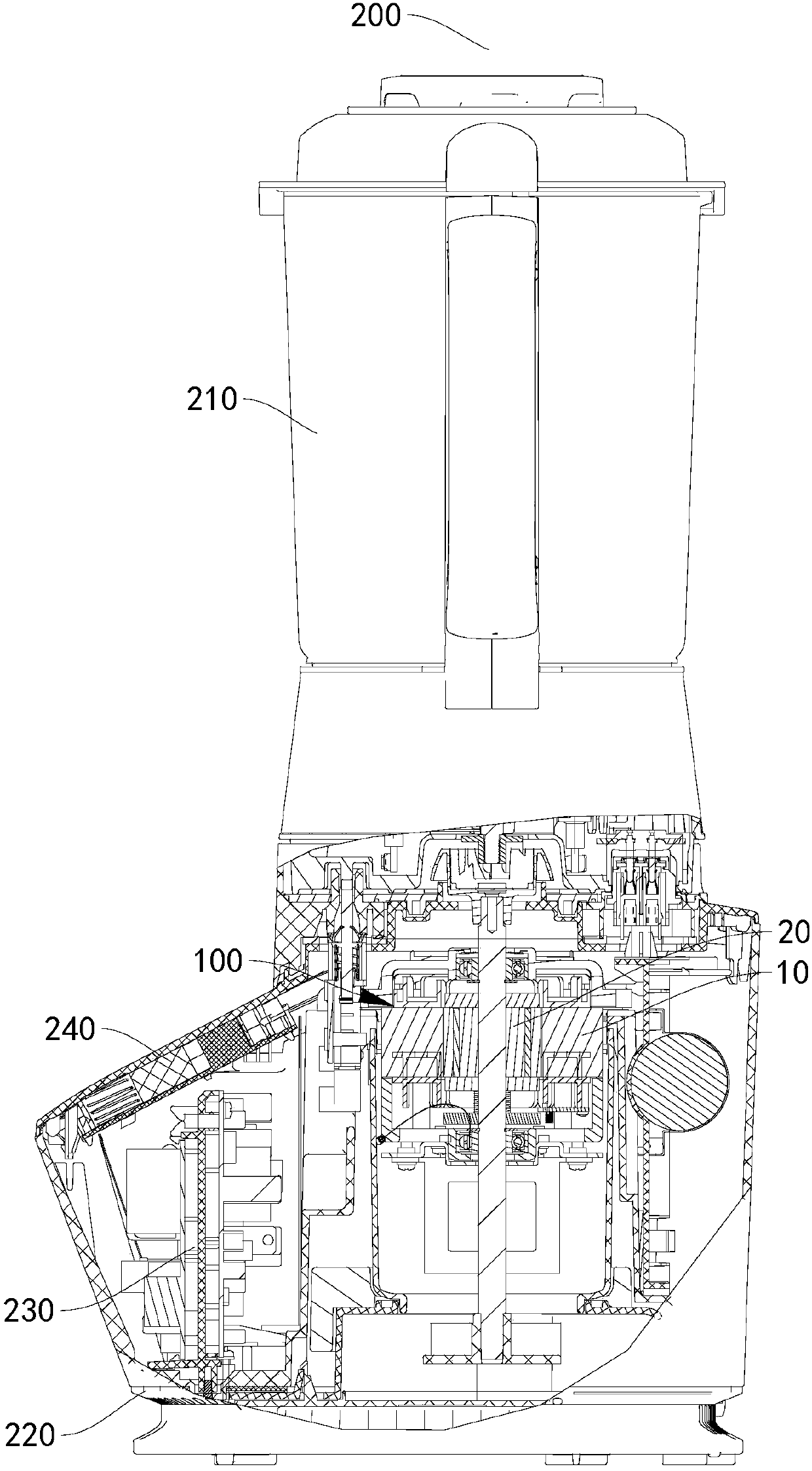 Food processor and control method and device for preventing motor from locked-rotor