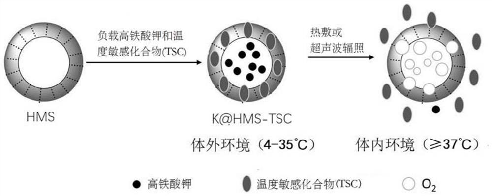 A temperature-responsive slow-release oxygen nanocomposite material and its preparation method and application