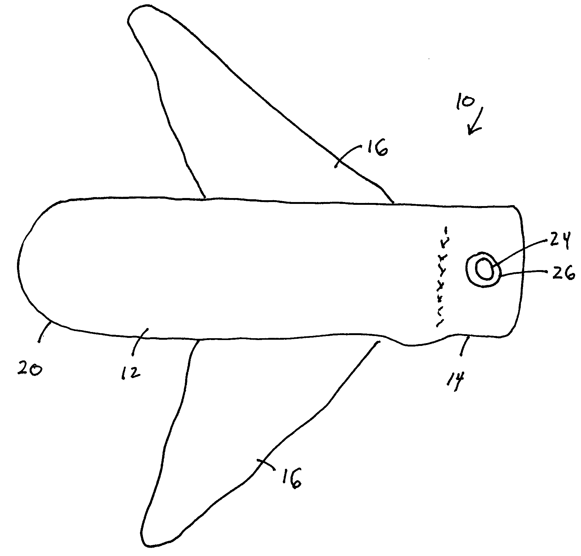 Winged dog training device