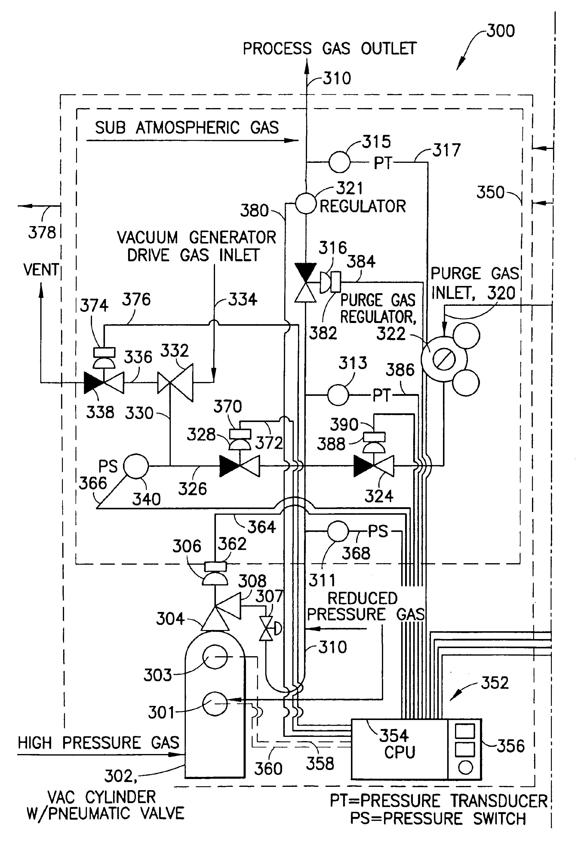 Pressure-based gas delivery system and method for reducing risks associated with storage and delivery of high pressure gases