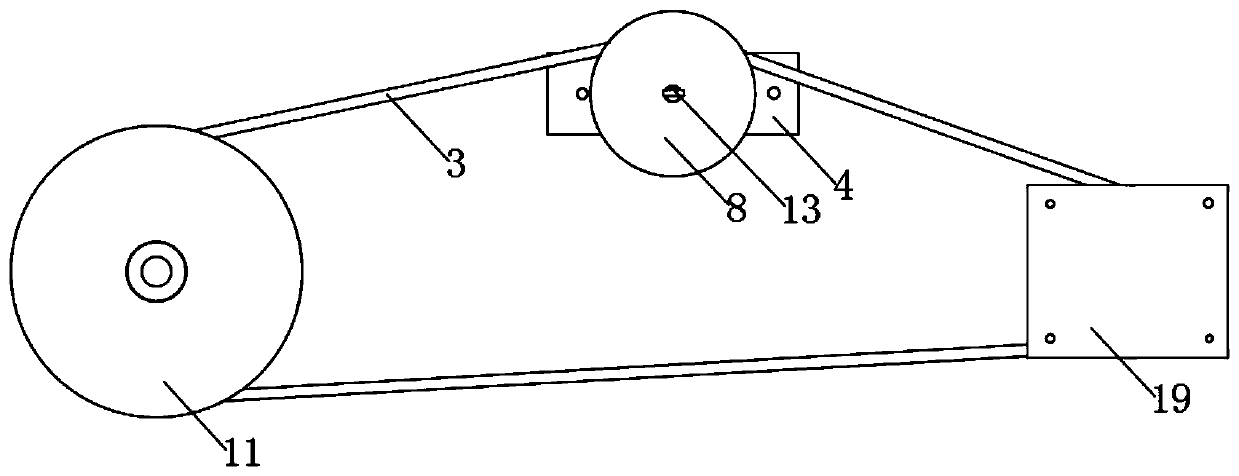 A tensioning pulley that changes the tightness of the belt in situ