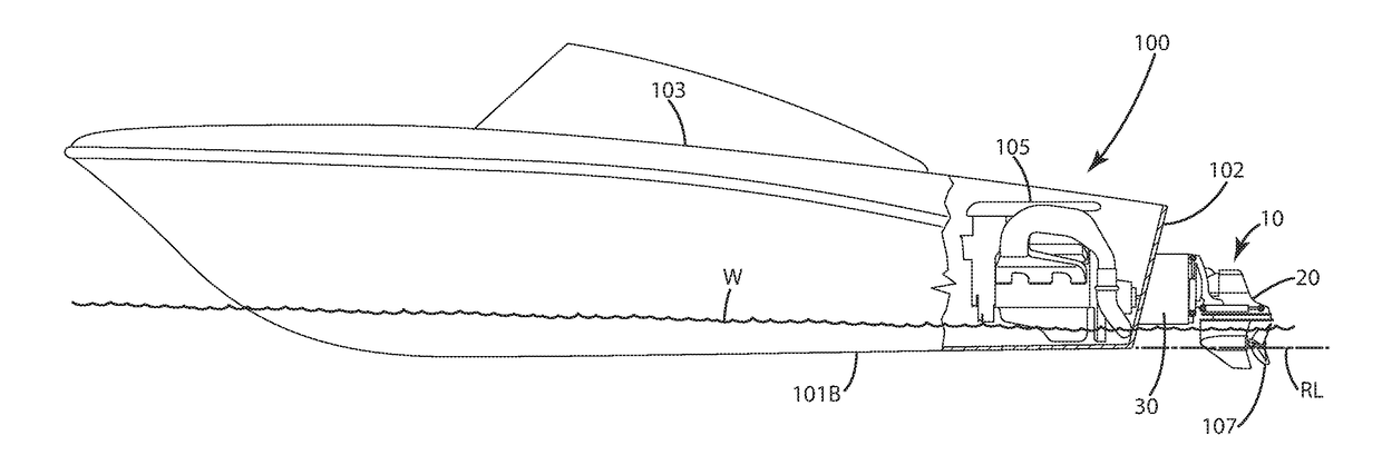 Watercraft adjustable shaft spacing apparatus and related method of operation