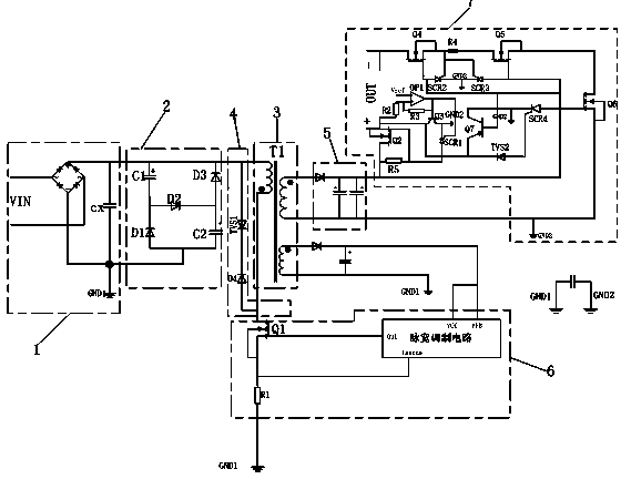 Mining isolation type intrinsic safety LED driving power source