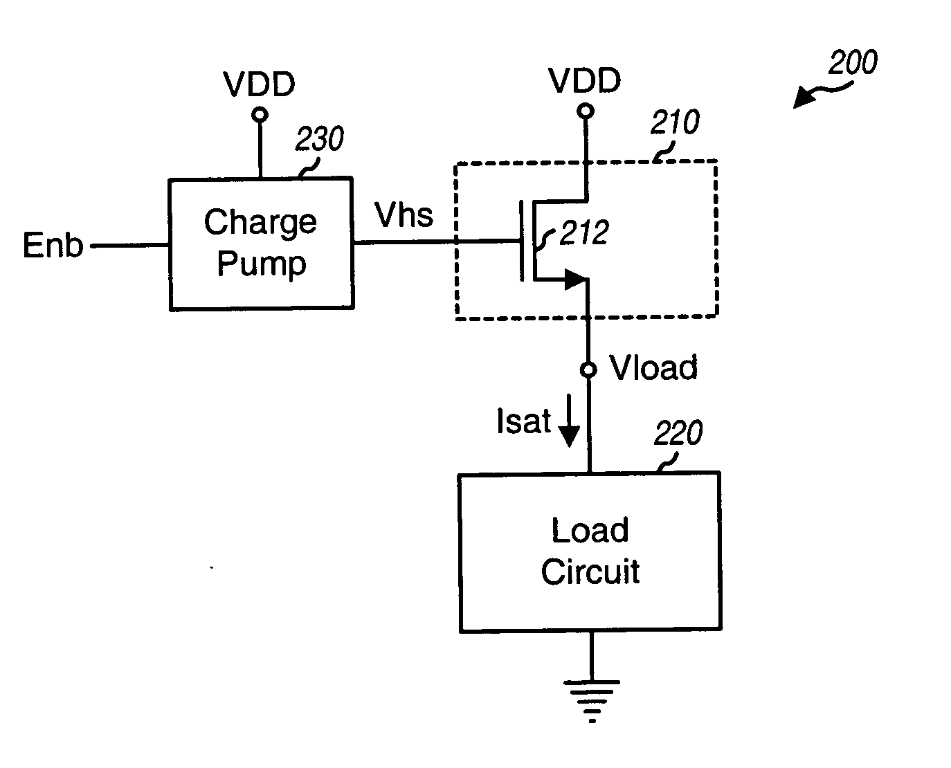 Low-power, low-area power headswitch